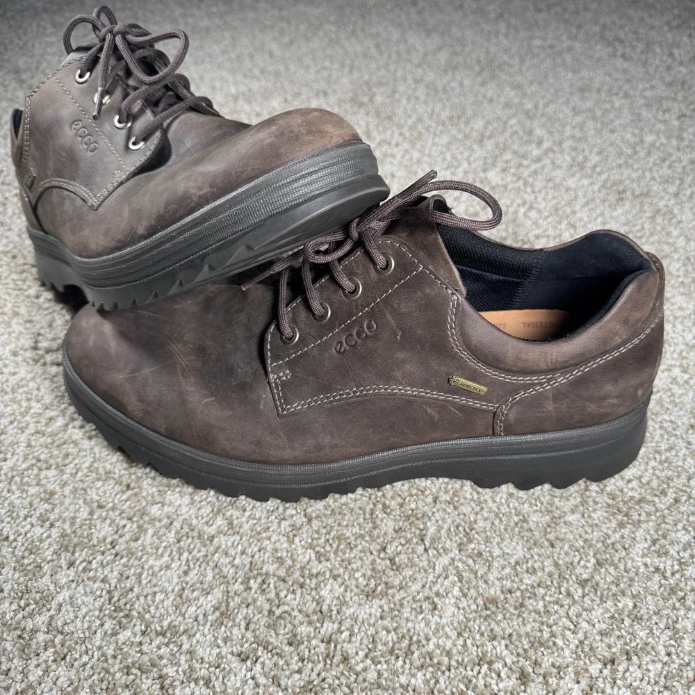 Ecco Mens‎ Size 43 Nubuck Leather Gore-Tex Lace Up Lowtop Shoes